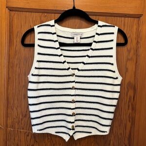 Black and White Striped Knit Vest